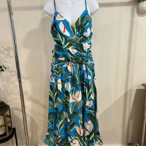 FARM Rio Tropical Leaf Print Midi Dress